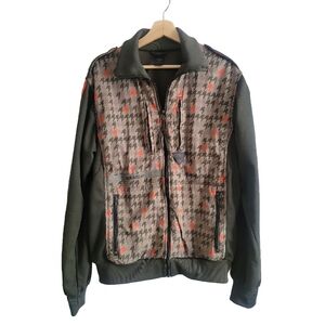 ADIDAS ORIGINALS Mens Size L/G Green Houndstooth Print Zip-up Rare Design